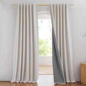 NICETOWN 100% Blackout Brich Linen Curtains for Dingning Room 90 inches Long, Thermal Insulated Window Treatments with Privacy Liner, 2 Panels, 52" W, Noise Reducing Blend Drapes for Living Room NICETOWN 100% Blackout Brich Linen Curtains for Dingning Room 90 inches Long, Thermal Insulated Window Treatments with Privacy Liner, 2 Panels, 52" W, Noise Reducing Blend Drapes for Living Room