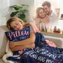 Frienda 7 Pcs Valentine's Day Long Distance Relationship Gifts for Her He Couple Long Distance Blanket Keychain Love Pillow Cover Card Envelope and Box for Girlfriend Women Boyfriend Valentine's Gifts