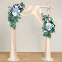 Petalivebioom Artificial Wedding Arch Flowers (Pack of 2), White Wedding Flowers for Wedding Welcome Ceremony Sign, Faux Floral Swags, Banquet and Reception Backdrop Floral Decoration (White & Purple)