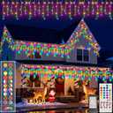 LitHome Color Changing Icicle Lights for Outdoor, 35 Colors Christmas Icicle Lights Outside with Remote Plug In, 165 LED 26FT Icicle Christmas Light Indoor Connectable for Xmas Holiday Roof Home Decor (RGB (Red, Green, Blue))