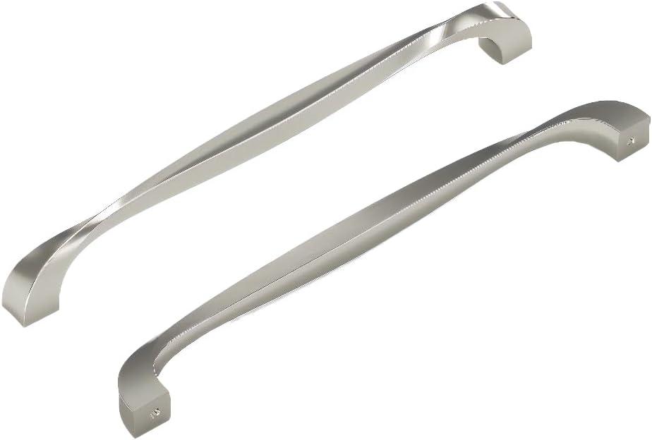 Hickory Hardware 1 Pack Solid Core Kitchen Cabinet Pulls, Luxury Cabinet Handles, Hardware for Doors & Dresser Drawers, 8-13/16 Inch (224mm) Hole Center, Satin Nickel, Twist Collection (8-13/16 Inch (224mm) Center to Center)