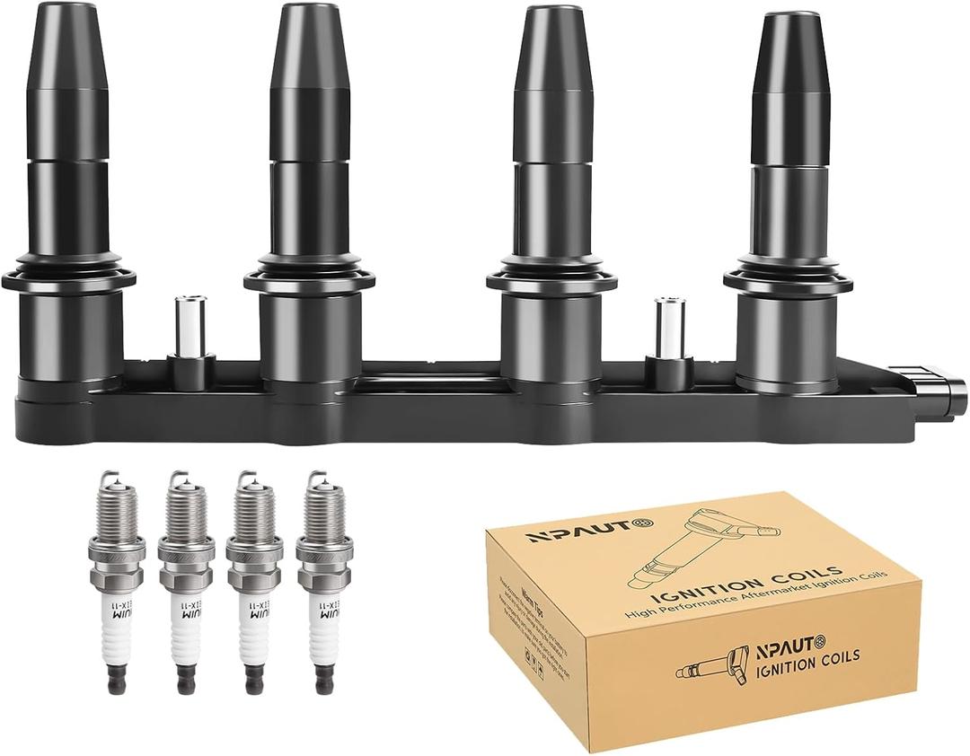 Ignition Coil Pack and Spark Plugs kit fit for L4 1.8L 2011 2012 2013 2014 2015 Chevy Cruze, 2012-2018 Chevy Sonic, 1.6L 2009 2010 2011 Chevy Aveo 5, UF620