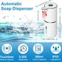 OHIFAST Automatic Foaming Soap Dispenser Touchless, USB Rechargeable Smart Hand Soap Dispenser, 6-Level Adjustable, 12.8oz/380mL Wall Mounted for Bathroom Kitchen Dish Soap-White