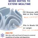 Awoo Great Vibes - Silicone Slow Feeder for Dog Bowls Over 5.5 Inches - Non-Slip, Wet and Dry Food-Compatible Pet Dish with Suction Cups - Extends Mealtime for Fast Eaters - Dishwasher Safe (Sky)
