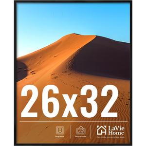 LaVie Home 26x32 Picture Frame for Wall Display, 26x32 Black Picture Frame with HD Plexiglas, 26 x 32 Photo Frame 1 Pack, Display Frame for Vertical or Horizontal, Classic Collection