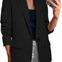Happy Sailed Womens Long Sleeve Blazer Business Casual Open Front Work Office Suit Jackets (Medium, Black)