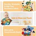 hahaland Baby Toys 0-6 Months - Crinkle Books for Babies 2-Pack, Soft Cloth Sensory Touch Feel Baby Book 6-12 Months, Infant Tummy Time Toys 3 Month Newborn Baby Boys Gifts Christmas Stocking Stuffers
