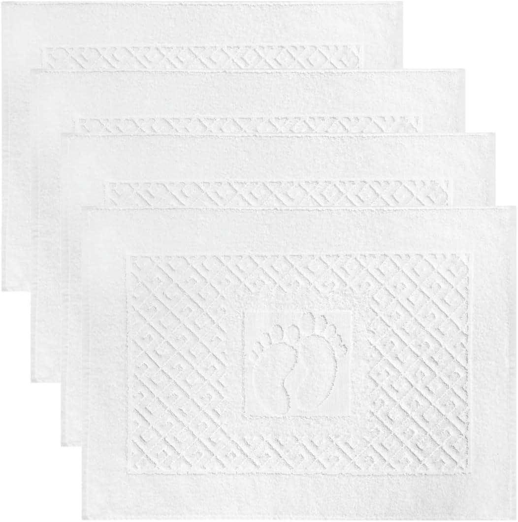 100% Turkish Cotton Bathroom Floor Towel, 4 Pack, Soft Bath Mat Towel, Quick-Drying, Machine Washable, Absorbent, Hotel & Spa Quality, 20x27.5 (4, White)