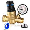 FROSTYRIDER RV Water Pressure Regulator Valve with an Adjustable Knob, NO Tool Required, Brass Lead-Free Water Pressure Reducer with Gauge and Inlet Screen Filter for RV Camper Travel Trailer