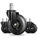 RidRed Office Chair Wheels Replacement Heavy Duty 3 Inch Roller Blade Wheels for Carpet Hardwood Floors,Support 650 LB, Noise Free, Fits 98% Chair, for All Floor, Set of 5 (Black)