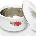 T TABAKH Nova 3pc Set Insulated Casserole Dish with Lid Hot Pot Food Warmer/Cooler - Thermal Soup, Salad Serving Bowl - Stainless Steel Container - Keeps Food Hot & Cold (White, Super Grand 3500ml+5500ml+7500ml)