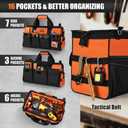 UUP Heavy Duty Tool Bag 18-Inch, 16-Pocket Portable Soft Tool Box Organizer Storage, Handle Tactical Carry Tote Empty Toolbox with Large Zipper, Father Day Dad Men Gift for Mechanic Engineer, Orange