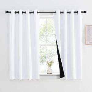 NICETOWN Cortina 100% opaca de 54 pulgadas de largo, tratamiento de ventana completamente opaca, con aislamiento trmico para ventanas pequeas (blanco, 1 unidad, 46 pulgadas de ancho cada panel)