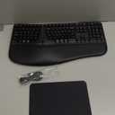 MEETION Ergonomic Wireless Keyboard and Mouse, Ergo Keyboard with Vertical Mouse, Split Curved Keyboard with Wrist Rest, Natural Typing Rechargeable Full Size, Windows/Mac/Computer/Laptop, Large Size (Black)