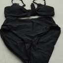 Blooming Jelly Womens High Waisted Bikini Set Tie Knot High Rise Two Piece Swimsuits Bathing Suits (Small, Black)