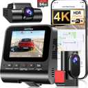 4K Dash Cam Front and Rear, HDR Night Vision Dash Camera for Cars 64GB Card 5.8GHz WiFi6 up to 20MB/s APP Control Dash Cams Built-in GPS, G-Sensor, Loop Recording, 170Wide Angle, 24H Parking Mode