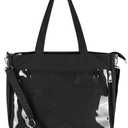 Large Ita Bag CanvasBlack Single Shoulder Crossbody Bag with Insert for Badge Display