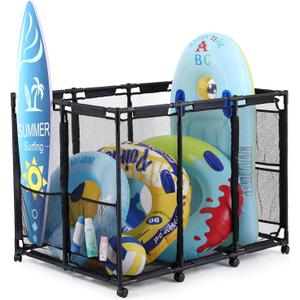 Tiita Pool Storage Bin, Rolling Pool Toy Storage Organizer,Parts & AccessoriesPool & Spa Replacement PartsBlack