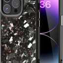 Genuine Forged Carbon Fiber Case for iPhone 14 Pro, Built-in Magnets, Compatible with MagSafe, Military Grade Drop Protection, Shockproof Phone Cover - Glossy Red