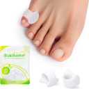 Bukihome Gel Pinky Toe Separators for Women -10 Pack Toe Spacers for Overlapping Toes, Bunions, Toe Alignment, Bunion Relief - Soft Silicone Toe Corrector for Men (Pinky Size) (White)