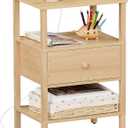Lerliuo Nightstand with Charging Station and USB Ports, 3-Tier Storage End Table with Drawer Shelf, Night Stand for Small Spaces, Wood Bedside Table for Living Room, Bedroom - Natural Wood (set 1, Oak)
