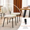 Sweetcrispy Dining Chairs Set of 2, Upholstered Mid Century Modern Kitchen Accent Chairs with Faux Leather Cushion Seat & Metal Legs for Home Office, Living Room - Beige White