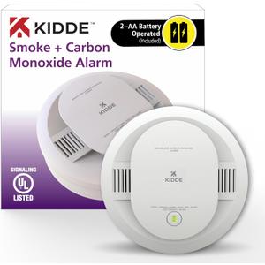 Kidde Smoke & Carbon Monoxide Detector, AA Battery Powered, LED Warning Light Indicators, 1 Pack (White)