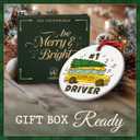 2 x Bus Driver Appreciation Ornament - Thank You Gifts for School Drivers or Monitor with Inspirational Message, End of Year or Holiday Bus Driver Gift