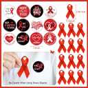 122 Pcs Ribbons Awareness Accessories Includes Ribbons Bracelets Stickers Pins Pens Keychain for School Charity Fundraiser Public Activities Supplies(Red Ribbon,Red)