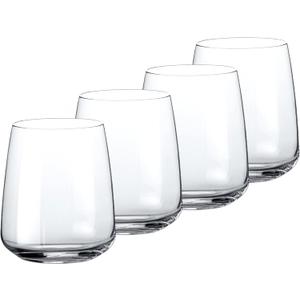 Bormioli Rocco Planeo Set Of 4, Stemless Wine Glasses, And DOF Drinking Glass, 12.25 Oz, Clear Crystal Star Glass, Dishwasher Safe, Made In Italy.