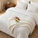 100% Cotton King Duvet Cover Set with 2 Pillow Shams, White