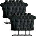 DisplayTown Male Mannequin Torso with Metal Stand Hollow Back Body Stackable Dress Form for Tshirt Display, Countertop, Craft Shows, Photos and Design, S-M Clothing Size (Black, Set of 10)