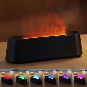 Essential Oil Diffuser, Fireplace Fire Flame Aromatherapy Diffuser, 250ml Cool Mist Humidifier, Scent Aroma Diffuser with 7 Colors Light, Remote Control, Timer & Auto-Off for Home, Room (Black)