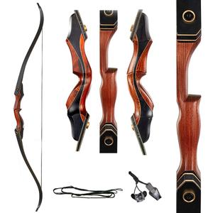 TOPARCHERY Archery 60" Takedown Hunting Recurve Bow for Adults Practice Competition Longbow with Stringer Tool Right Hand Black (30lbs)