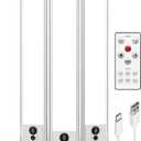 EZVALO 3 Pack Under Cabinet Lighting, Rechargeable Motion Sensor Light, LED Closet Lights Wireless, 5700K Dimmable, Timer, Magnetic, with Remote Control for Kitchen, Closet, Stair (Cool White)