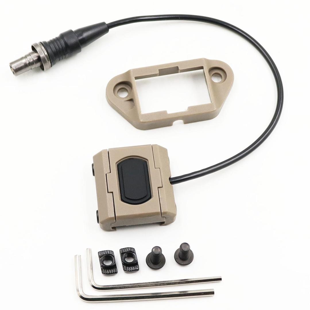 Weapon Light Pressure Switch for M300 M600 ST07 Scout Light Tape Switch Assembly, with 20mm Picatinny Rail Mount and Mlok/Keymod Mount. (SF Plug-Tan)