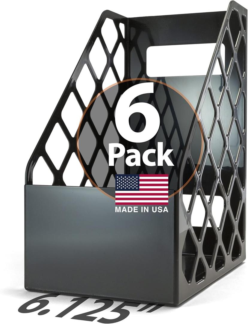 Officemate Recycled Large Magazine File, Black, 6 Each (26083)