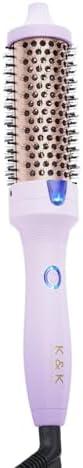 K&K 1.5 inch Volumizing Brush Heated Curling Ceramic Tourmaline Ionic Curling Iron Quick Heating Makes Hair Silky Smooth Dual Voltage Travel-Friendly Straightening Round Design (Purple, 1.5 Inch)