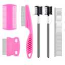 6Pcs Pet Combs for Remove Knots, Fluff and Dirt Dog Eye Comb for Removing Eye Mucus and Crust Dog Flea Fine Combs for Grooming Matting(Pink)