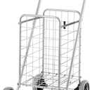 Whitmor Utility Shopping Cart - Durable Folding Design for Easy Storage, Model Number: 6250-4997-2-SIOC,  11"L x 13.25"W x 34.25"H, Gray