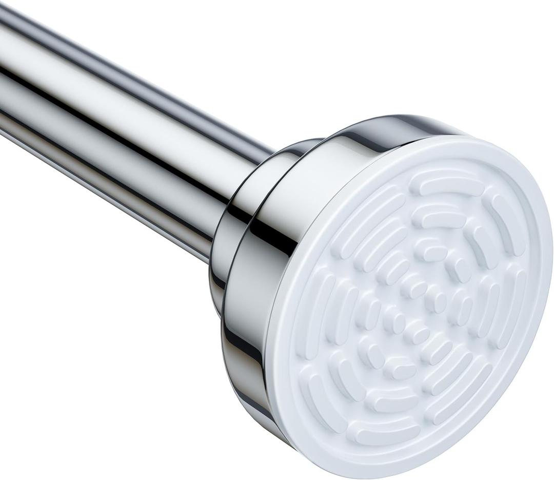 Ausemku Shower Curtain Rod Tension - 32-80 Inch Never Rust Non-Slip Spring Tension Curtain Rod No Drilling Stainless Steel Curtain Rod Use Bathroom KitchenSilver