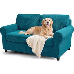 SUBRTEX 5 Pieces Stretch Sofa Slipcover Sets Couch Cover Sets Backrest Cushion Covers Furniture Protector Collection Set for Oversize Sofa Loveseat Chair Slip Covers(Medium, Teal) (Turquoise)