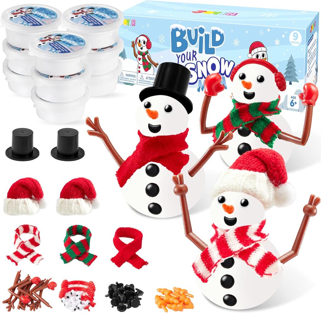 JOYIN Christmas Build a Snowman Craft Kit, 3 Pack Modeling Clay DIY Make a Snowman Kit for Christmas Arts and Craft Activities, Xmas Gift Stocking Stuffers for Kids, School Funny Toy Party Favor