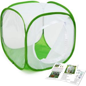 Insect and Butterfly Habitat Cage Terrarium Pop-up 12 X 12 X 12 Inches, Polyester Bottom for Easier Clean (Green)