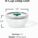 Anyday 4-Cup Microwave Cookware & Glass Container with Glass Lid, Plastic-Free Deep Food Storage | Stackable Airtight Steamer with Vented Lid for Microwave-Safe Reheating, Steaming Vegetables & Ricem,  Frosted - Kale