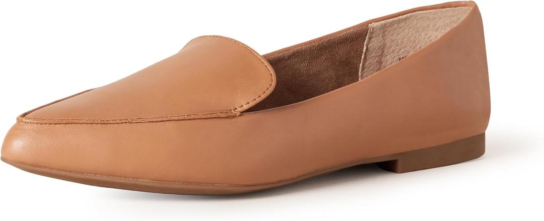 Amazon Essentials Women's Loafer Flat (8, Camel Faux Leather)