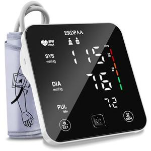 ERDPAA Blood Pressure Monitor, Smart Upper Arm Blood Pressure Monitor for Home Use with XL Pressure Bracelet, Digital Blood Pressure Monitor, Automatic Electric Blood Pressure Monitor with Gr Cuff