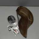 SEIKEA Cheer Ponytail Hair Piece, 16" Straight Cheerleader Hairpiece Ponytail Extension for Cheerleader Competition, Dance, White Blonde with Ash Brown Highlights