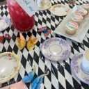 3pcs Black White Checkered Tablecloths Halloween, Rectangle Plastic Gingham Table Cover 54x108in Halloween Decor Harlequin Collection Wonderland Tea Party Supplies for Camping Picnic Birthday Party