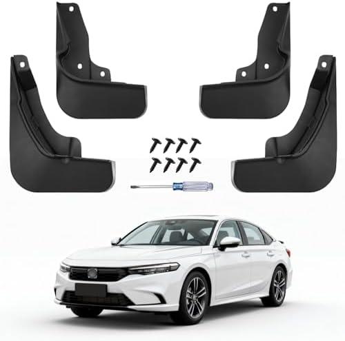 Durahalt No Drill Mud Flaps for 2023-2026 Honda Accord, Heavy Duty Front & Rear All Weather Splash Guards Set for LX/SE/EX/EX-L Hybrid Sport/Sport-L Touring Models, OEM-Style Textured Black Mud Guards